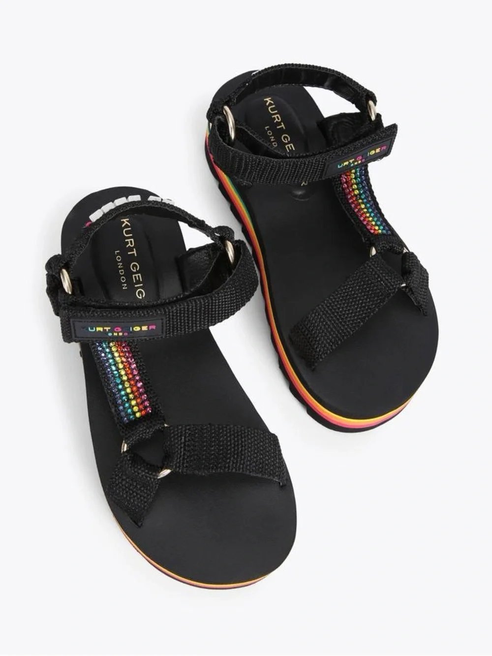 Kurt Geiger London Kids Mini Olivia Black Sandals with Rainbow Beads Sz: 5